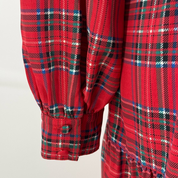 Untuckit Meredith Classic Red Tartan Midi Dress – Long Sleeve & Flowy Size Small - Picture 15 of 16